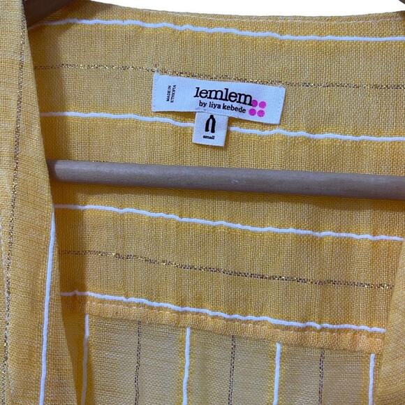 Lemlem Matara Robe Belted Maxi Dress Size S Yellow Beachy Swim Cover Up NWOT - Picture 9 of 9